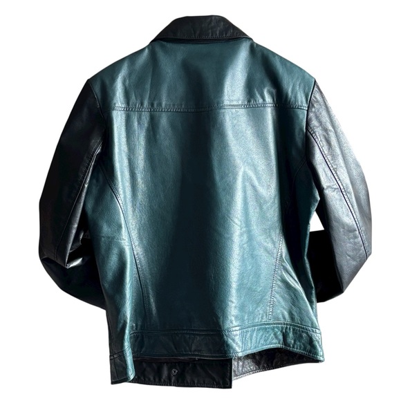 👛 (ANY 2/$80) NWOT DANIER Genuine Leather 2 Tone Black-Green Jacket - Picture 5 of 8